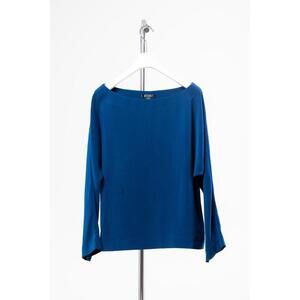 St. John Navy Wide Neck Blouse